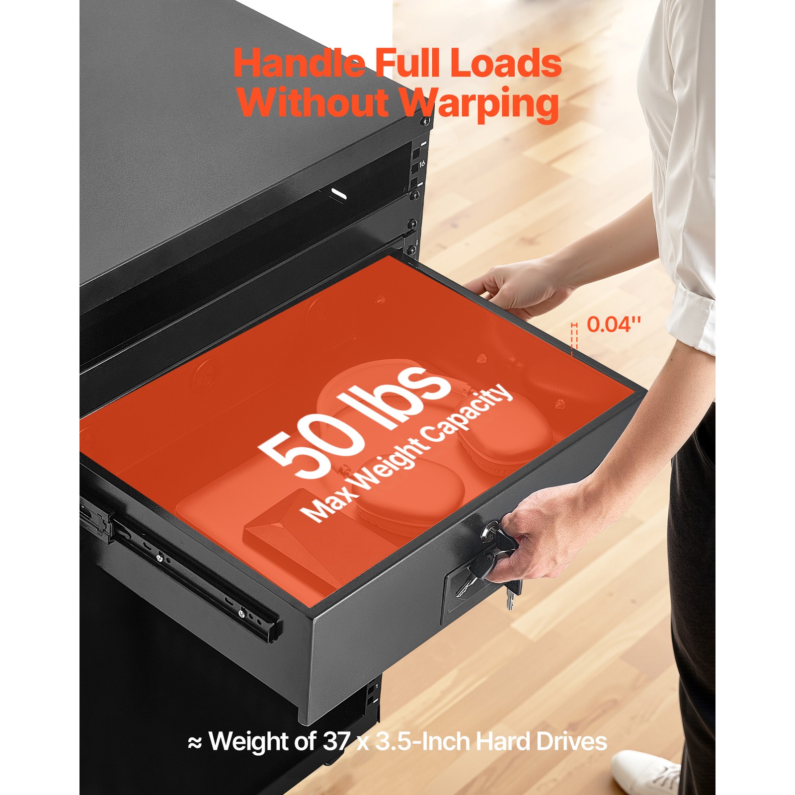 Uimoso 3U Rack Mount Drawer, 50 lbs Lockable Storage for 19-Inch Server Racks