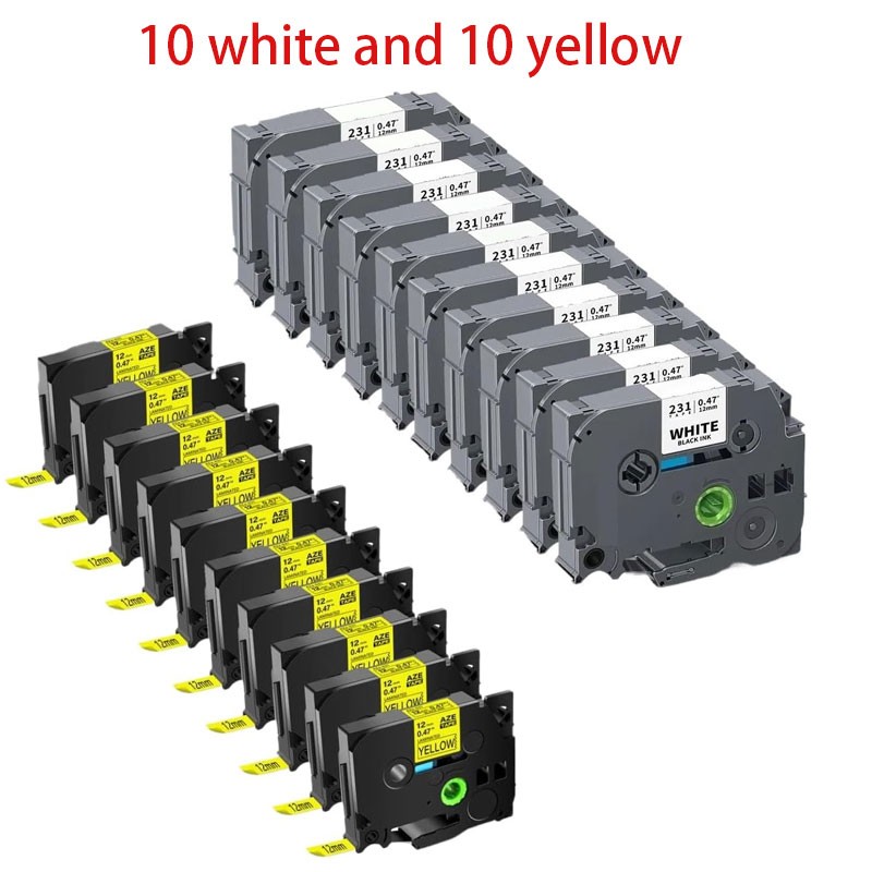 20PK For Brother P-Touch TZe-231 TZ-631 12mm White Standard Laminated Label Tape