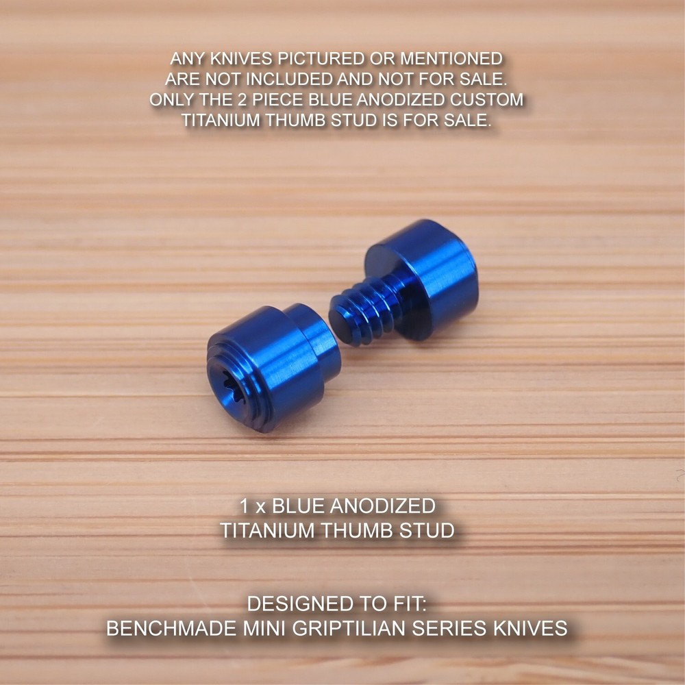 Benchmade Mini Griptilian Knife 2pc Custom Titanium Thumb Stud Set Anodized BLUE