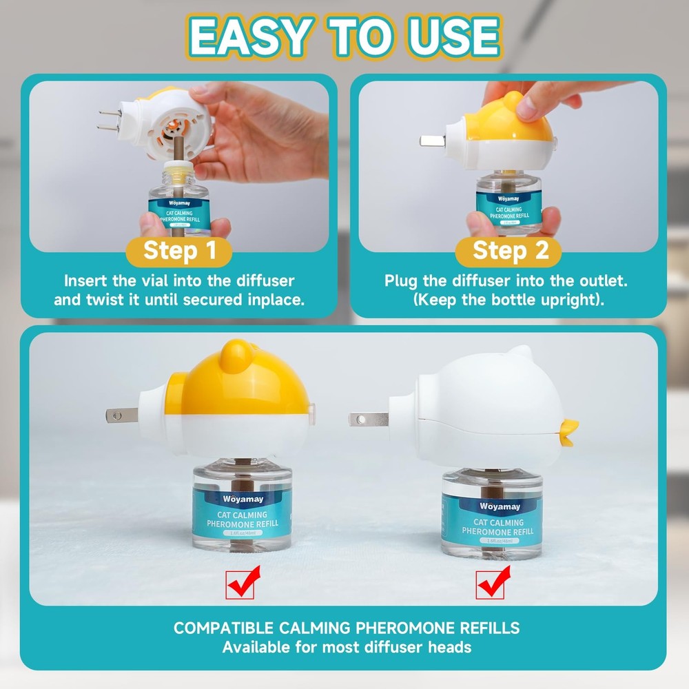 Woyamay Cat Calming Diffuser Refills - 6 Pack Cat Pheromones Calming Diffuser...