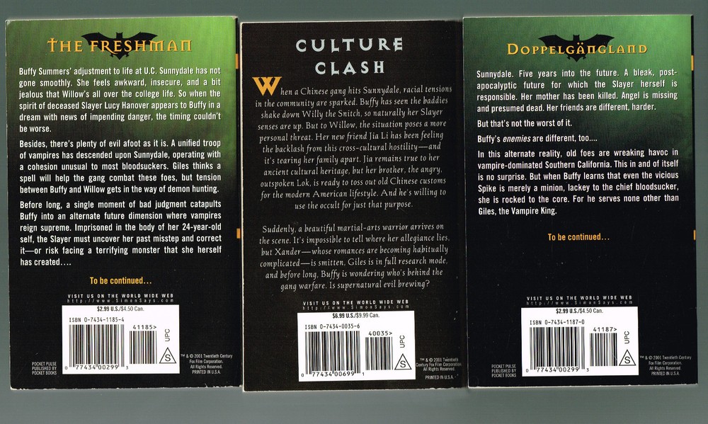 Three Buffy The Vampire Slayer Paperbacks