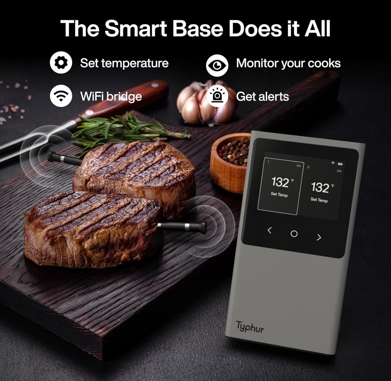 Typhur Sync Dual Wireless Meat Thermometer Probes BBQ Model WT03