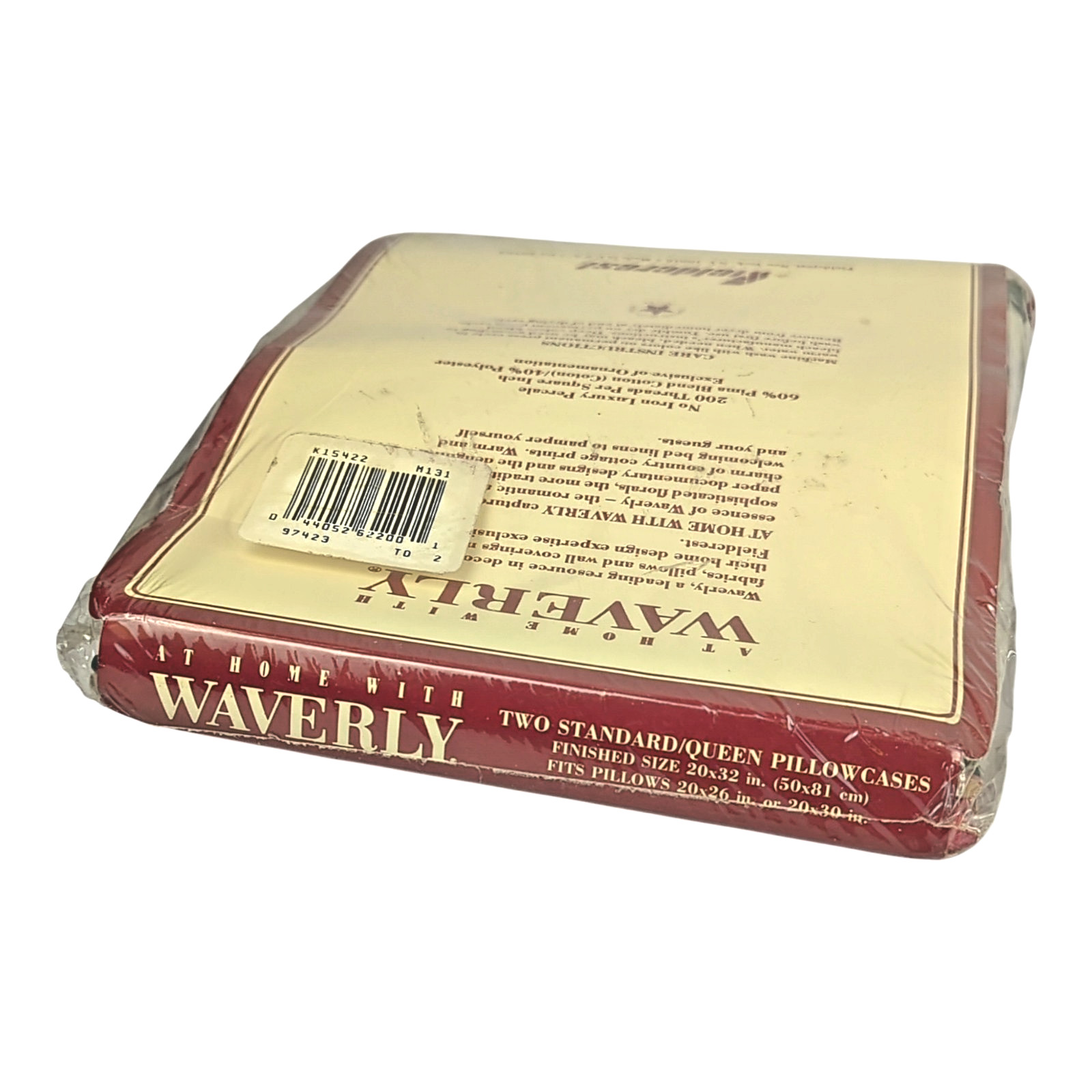 Waverly Fieldcrest Set of 2 Standard Pillowcases Floral Ruffle Burgundy & Green