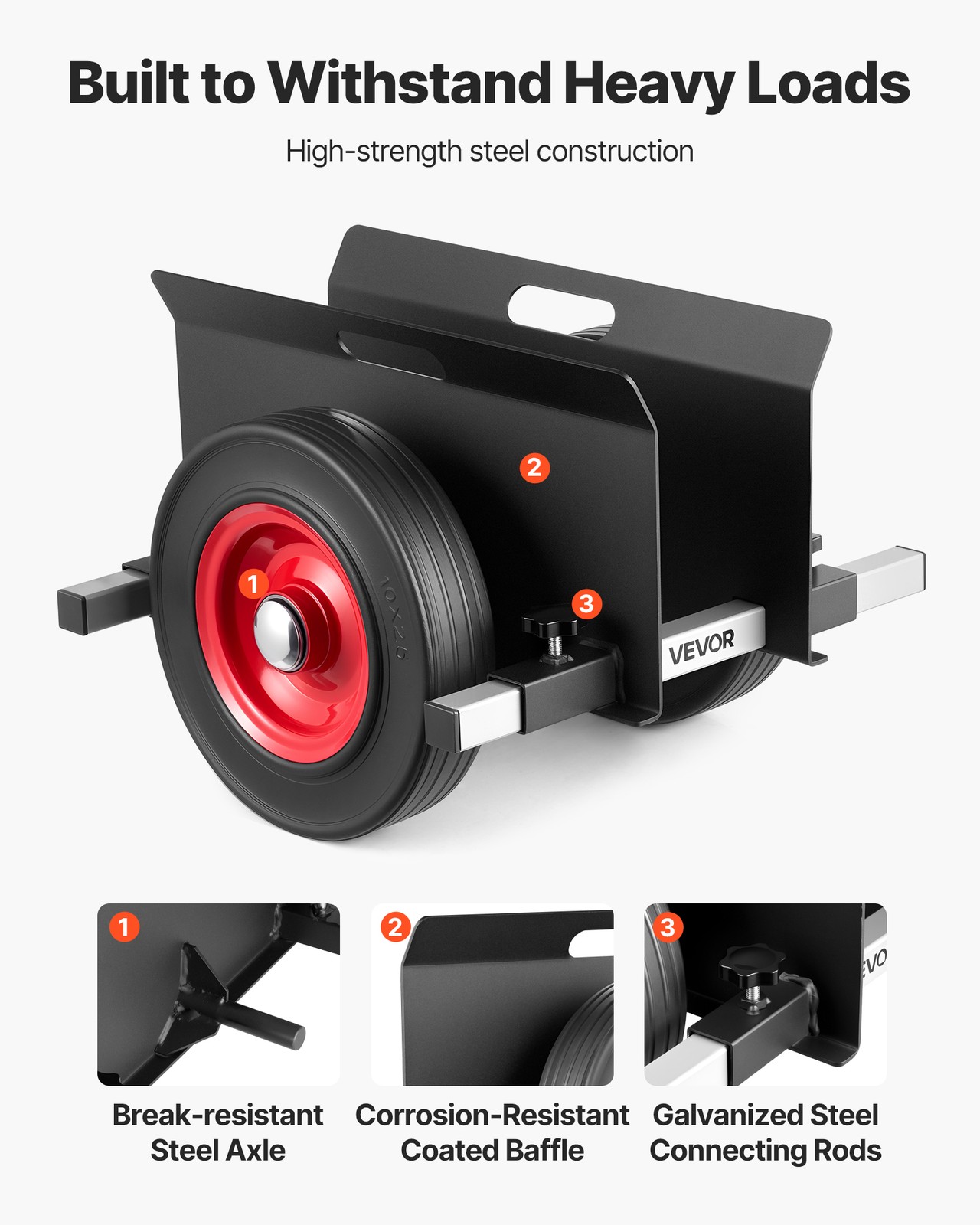VEVOR Panel Dolly 1000 lbs Load Drywall Mover with 10 in Rubber Wheels