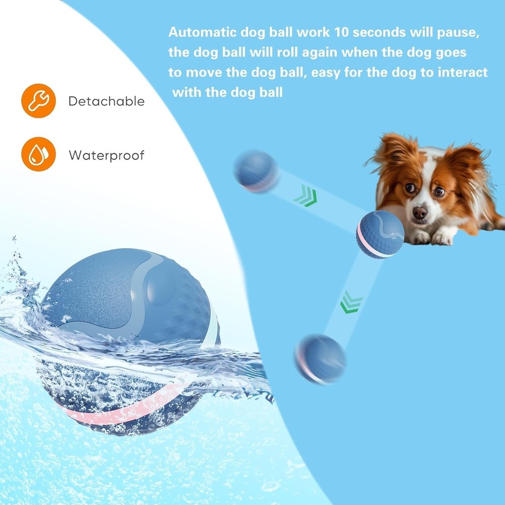 Interactive Dog Toy Ball, Activated Automatic Rolling Ball (Orange)