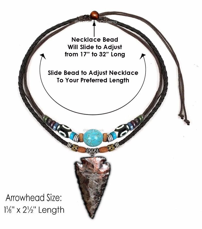TRIBAL Leather STONE ARROWHEAD Adjustable 32" Necklace Turquoise HOT! FREE SHIP'