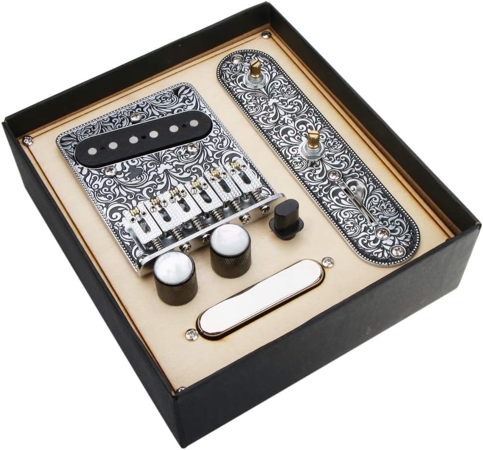 Black Telecaster Replacement Hardware Kit: Bridge Control Plate & Pickup Set