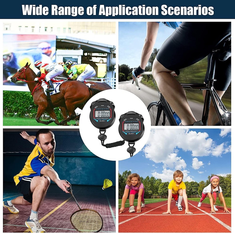 Waterproof Stopwatch Digital Handheld Multi-Function Professional Black