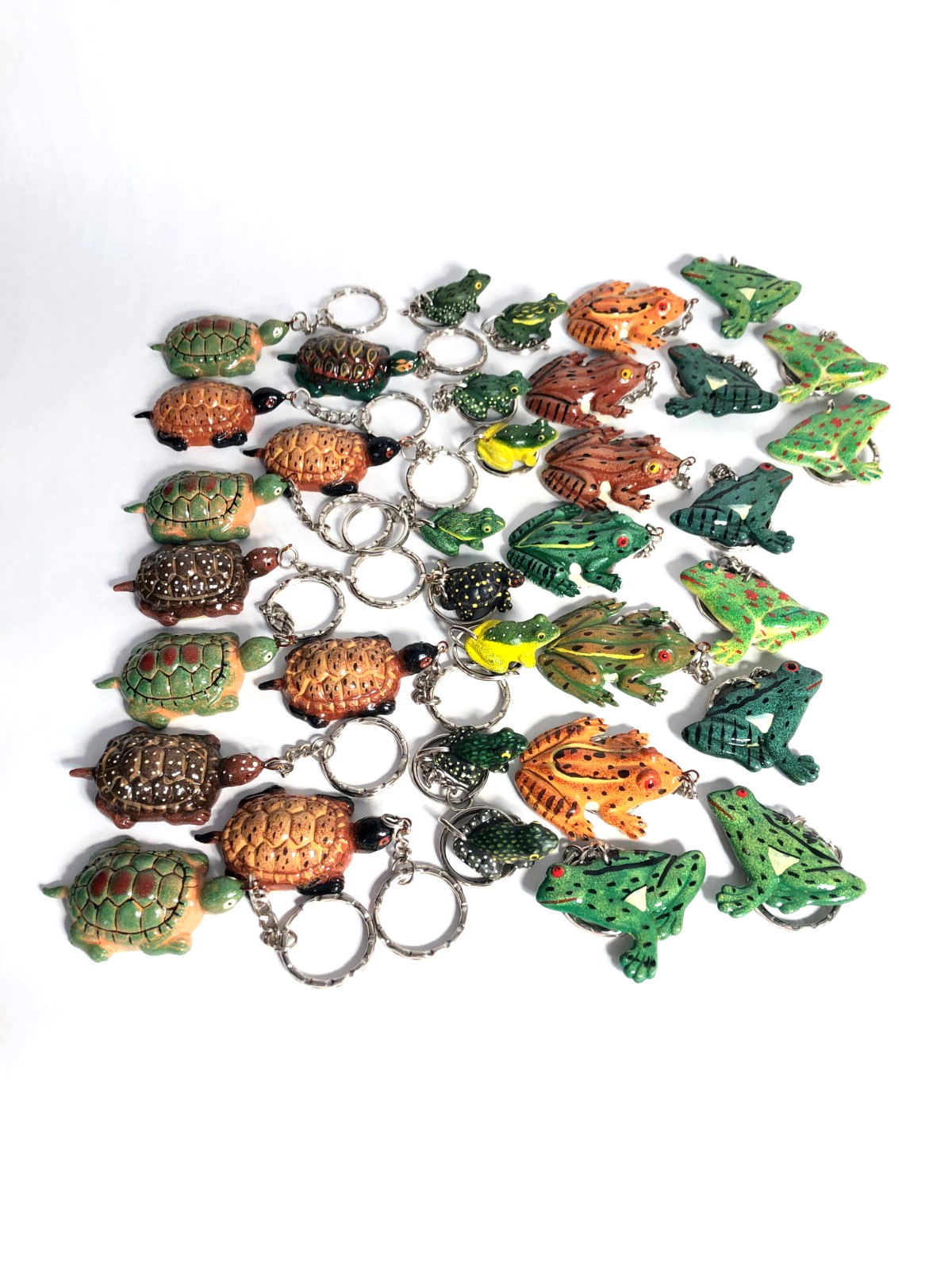 Keychain Lot Turtles Frogs NOS Gifts Fund Raising Stocking Stuffers Resell 35 pc
