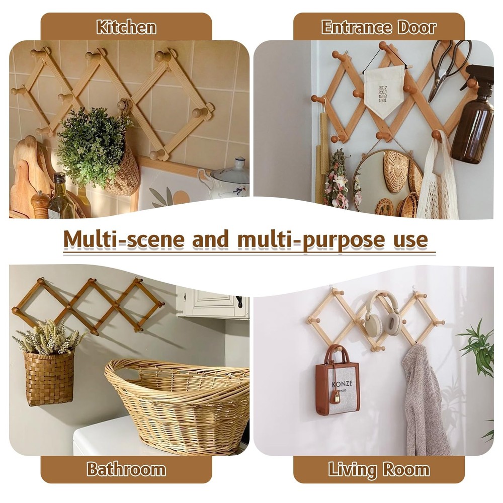 Rustic Adjustable Hanging Herb Drying Rack-Holds 10 Bouquets Space-Saving Her...