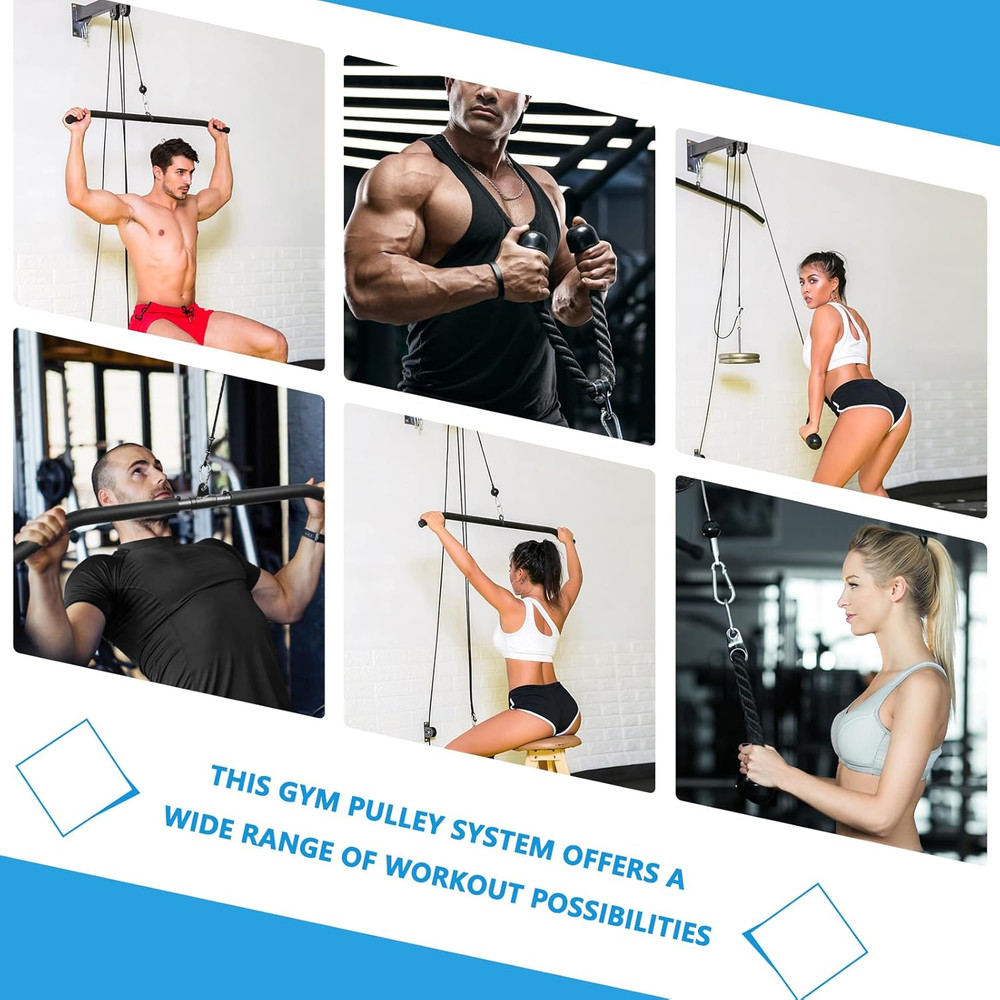 Wall Mounted Pulley System, Low Cable Machine Pulley System for LAT Pulldown, Bi