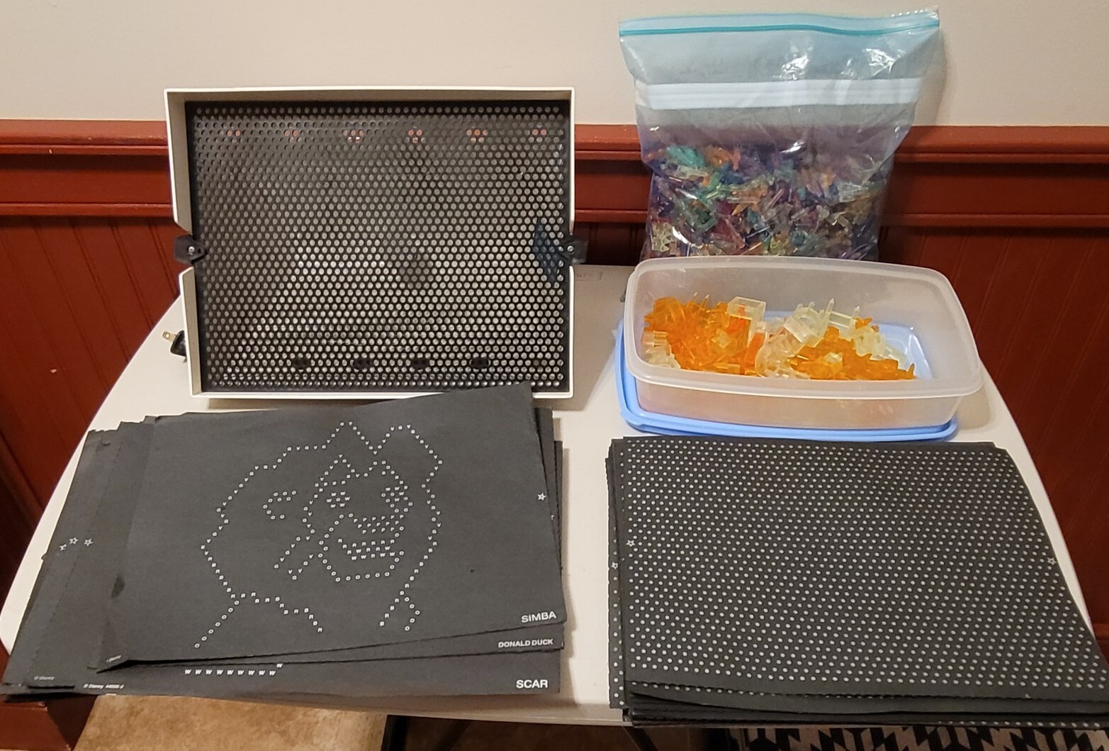 1978 Lite Brite Bundle Lot with Pegs, Letter Pegs, Unused Sheets (Disney)