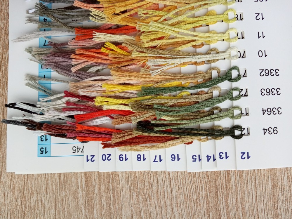 DMC Color Chart with Real Thread Samples - 482 Colors, 10 cm Lengths, Includes