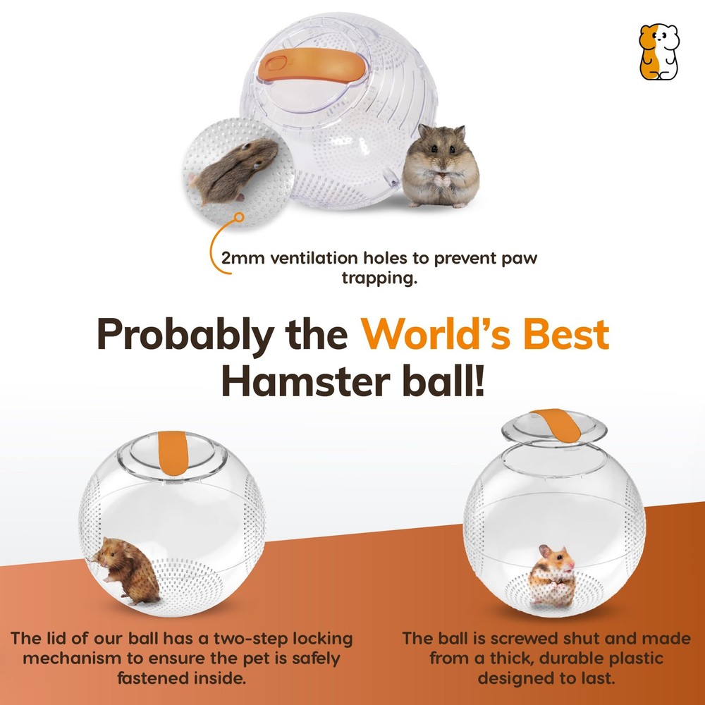 Clear Hamster Exercise Ball (7”) – Sturdy Dwarf Hamster Ball for Safe, Active...