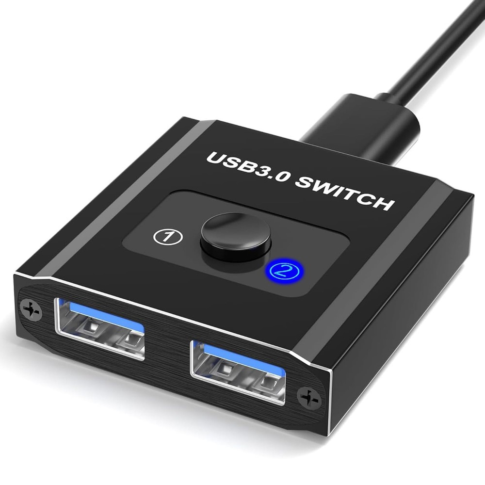 USB Switch Bi-Directional 1 in 2 Out USB Switcher 2 Computers Sharing KVM