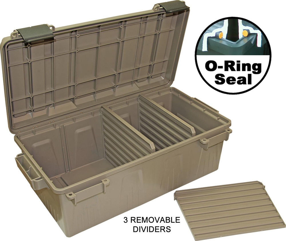 ACDC30, Divided Ammo Crate Utility Box, Water- Resistant, Stackable, Snap Latch,