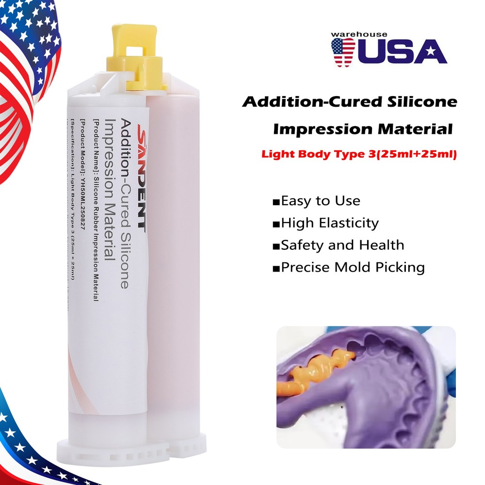 Dental Silicone Elastomeric Impression Material Light Body Fast Set 5 Tips PR