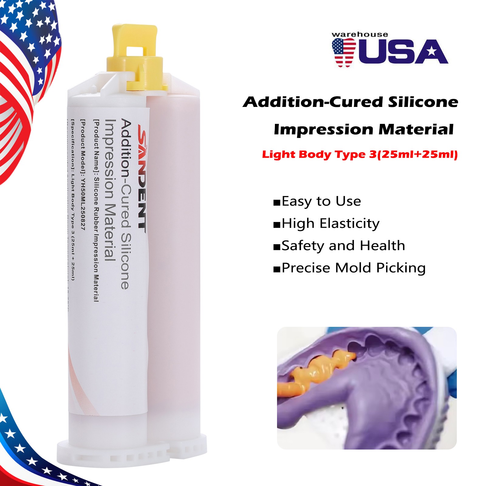 REGULAR SET Light Body Dental Impression Material VPS 50ml 5 Tips