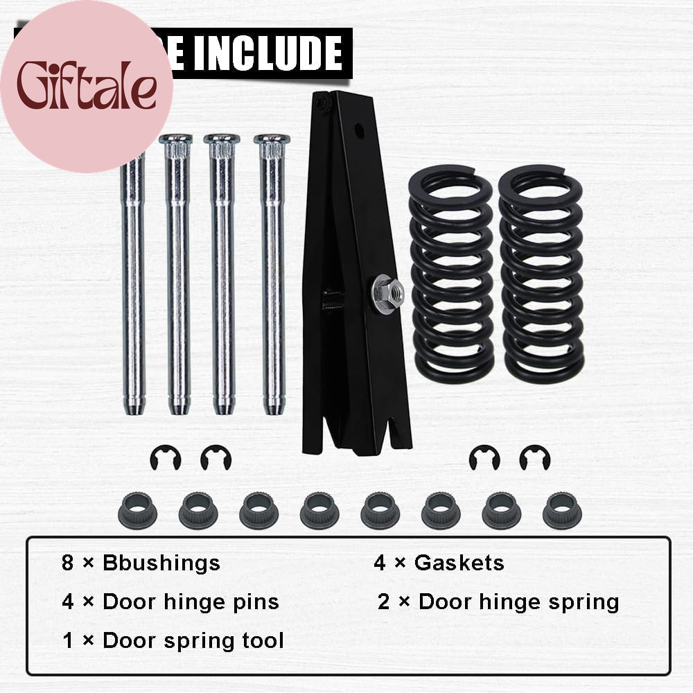 Complete Door Hinge Repair Kit for Chevy GMC - Includes Pin, Bushing, Spring, an