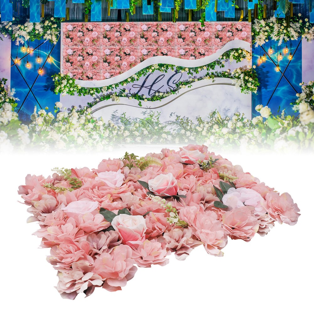 12 Pcs Flower Wall Panel Artificial Rose Flower Wall Panel Wedding Background