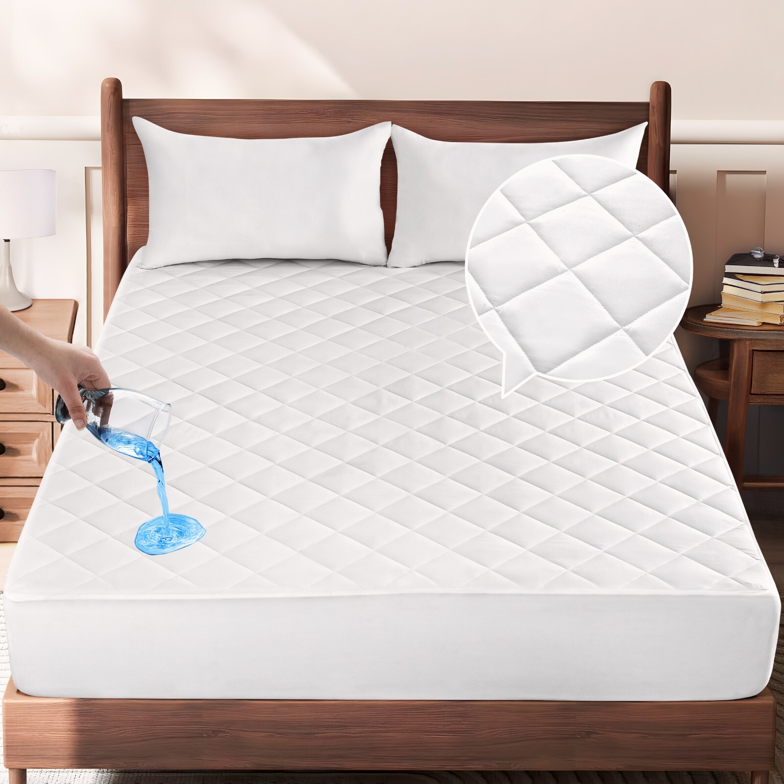 Waterproof Mattress Pad Cooling Breathable Protector Deep Pocket Mattress Topper
