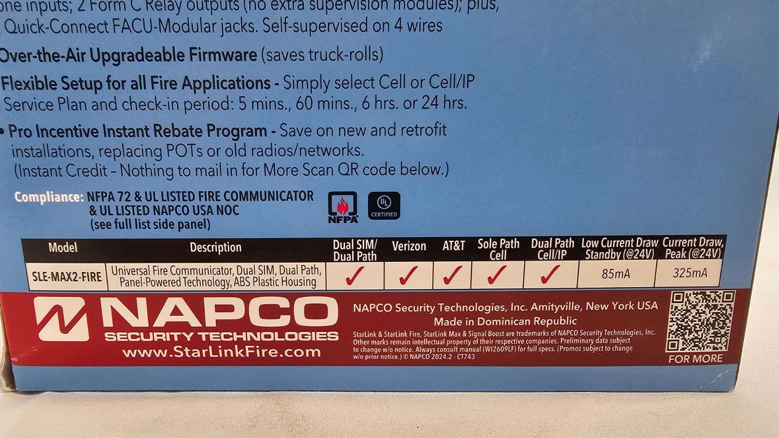 StarLink Dual SIM/Dual 5G Commercial Fire Alarm LTE-M Communicator SLE-MAX2-FIRE