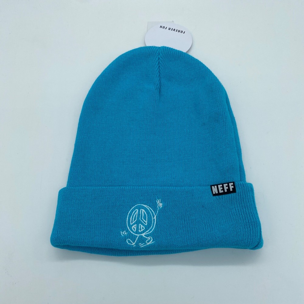 Neff Unisex Cuffed Winter Hat Warm Comfort Solid Blue Neff Logo One Size