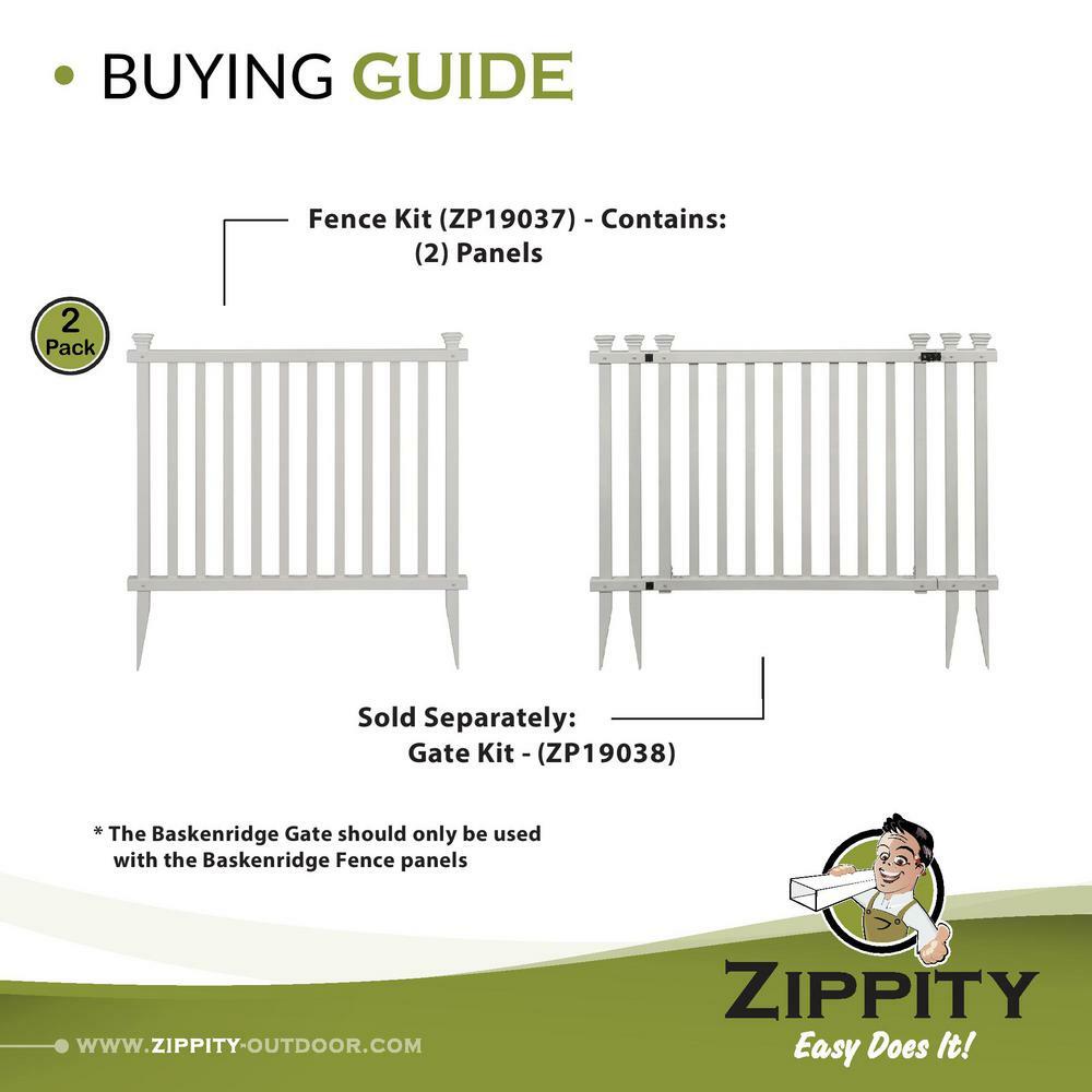 Zippity Outdoor Products Garden Picket Fence Panel Kit 3 ft. H No-Dig (2-Pack)