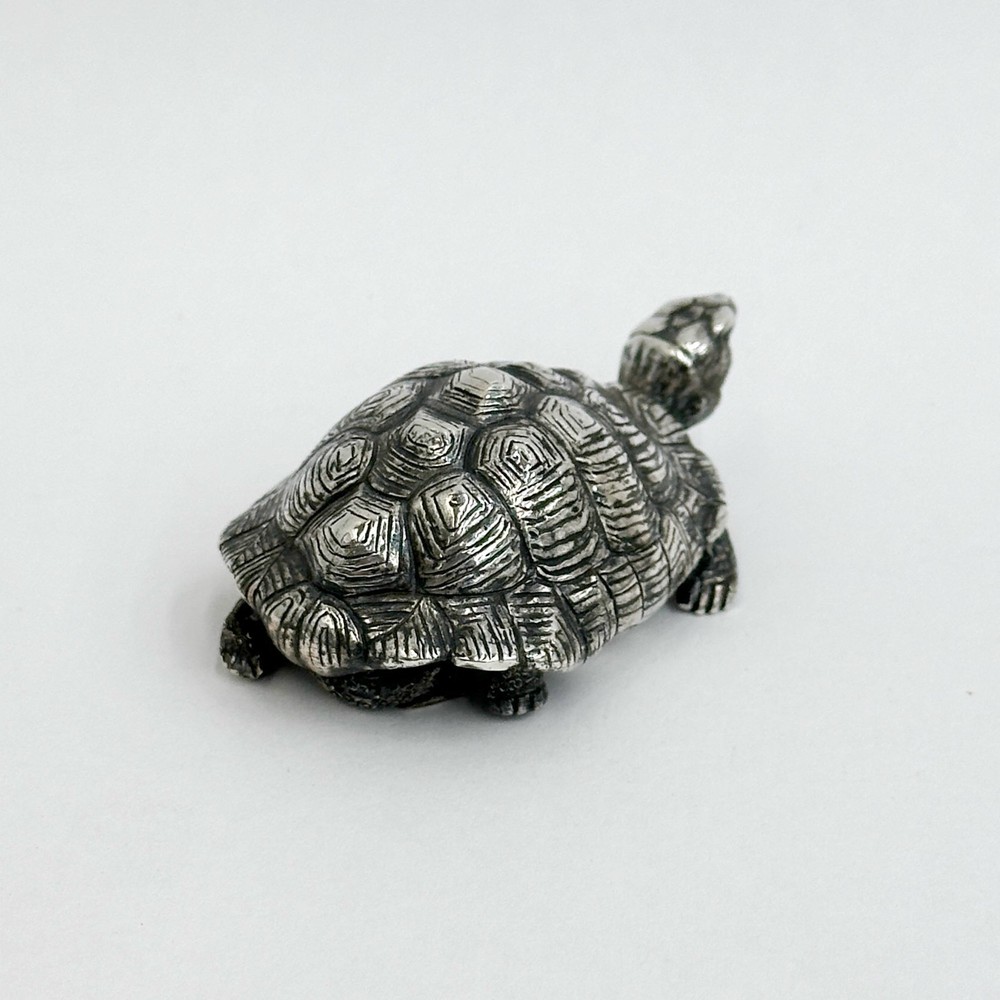 Continental Solid Silver Tortoise Figurine Signed G de la Feld early 20th cen