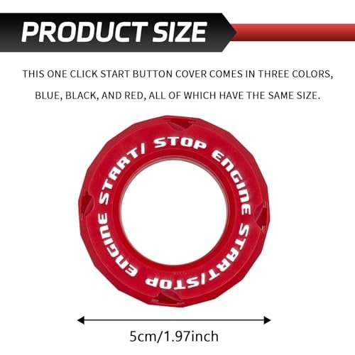 Rotary Push Start Button Cover, Car Engine Start Stop Button Cover, RED
