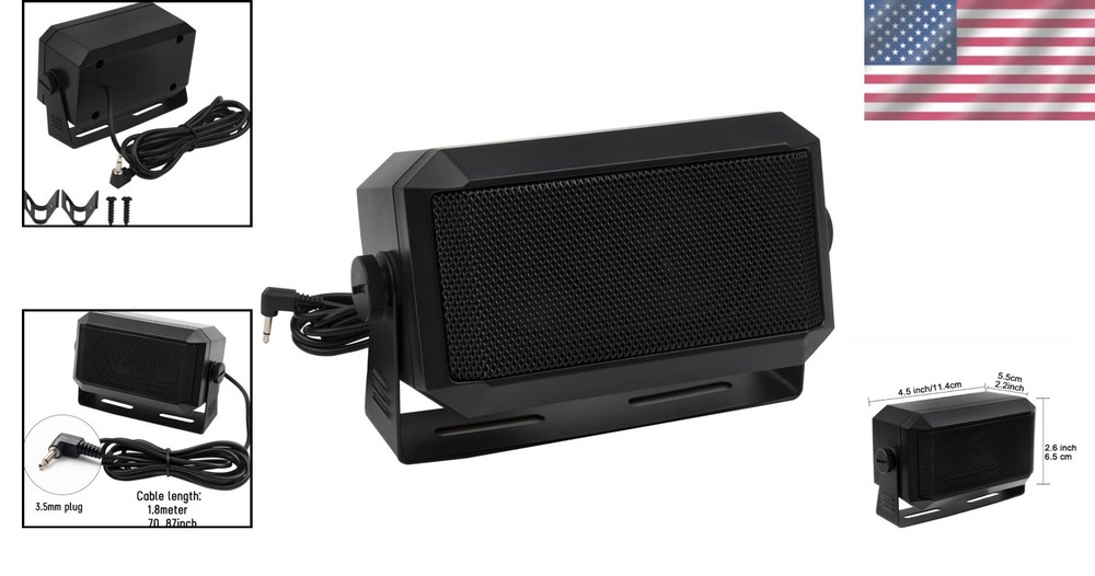 Versatile Rectangular External Speaker for Police Scanners & CB Radios - Black