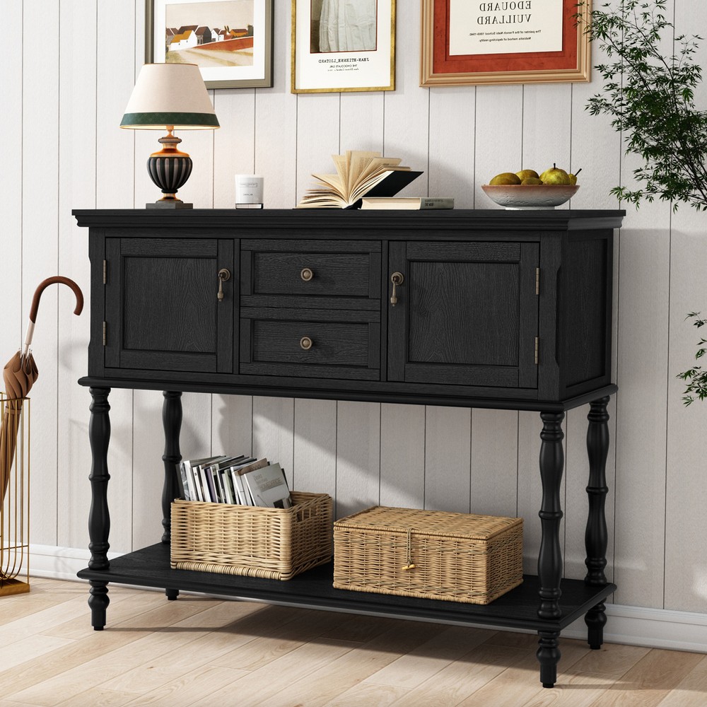 Retro Console Table with Door Drawer Storage Cabinet Buffet Table Dining Room US