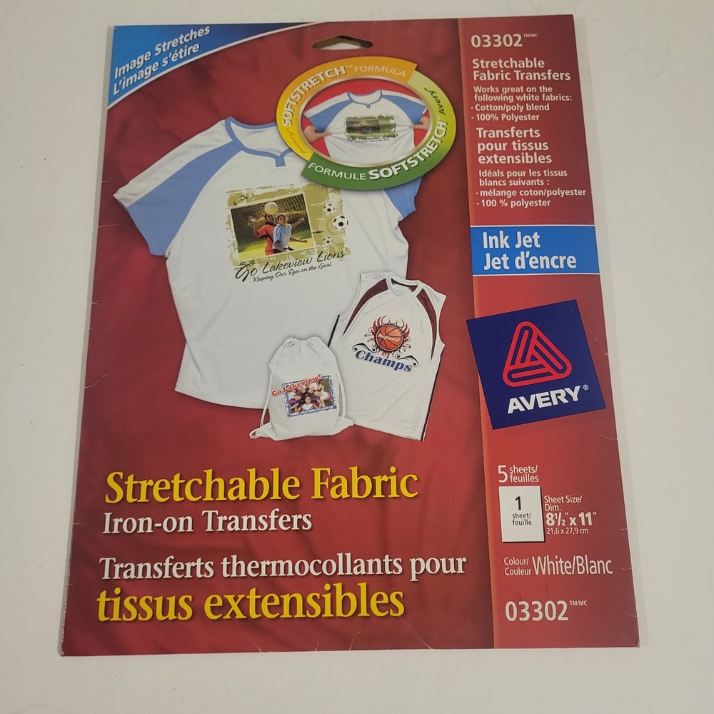 Avery 03302 Stretchable Fabric Iron-on Transfers 5 Sheets