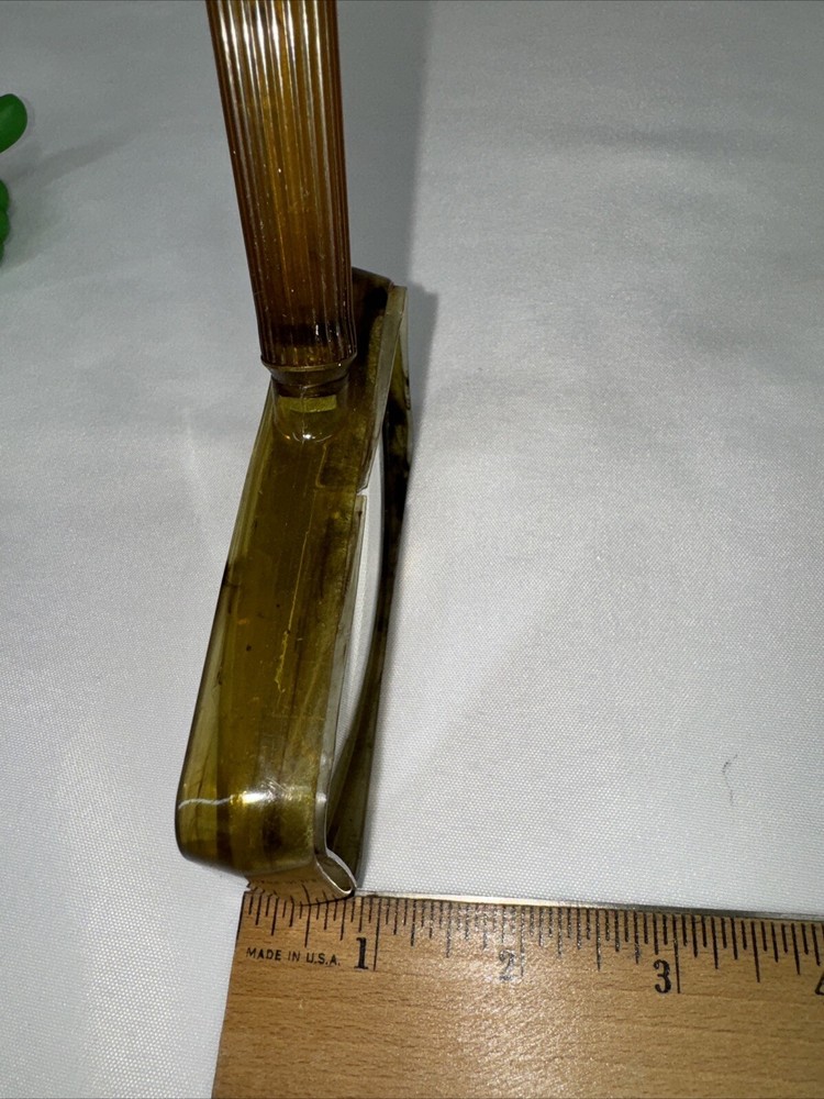 60's Art Deco Rectangular Magnifying Glass Brown Marbleized Bakelite MCM Plastic