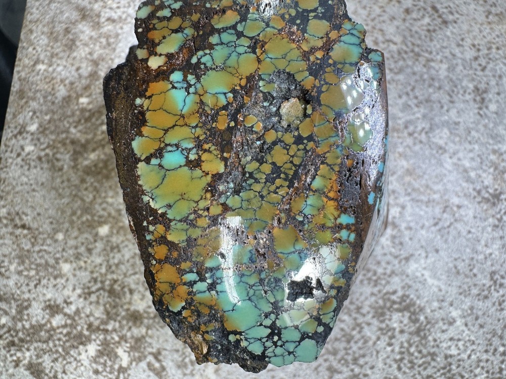 Hubei turquoise stabilized great multi color polychrome solid spiderweb nugget