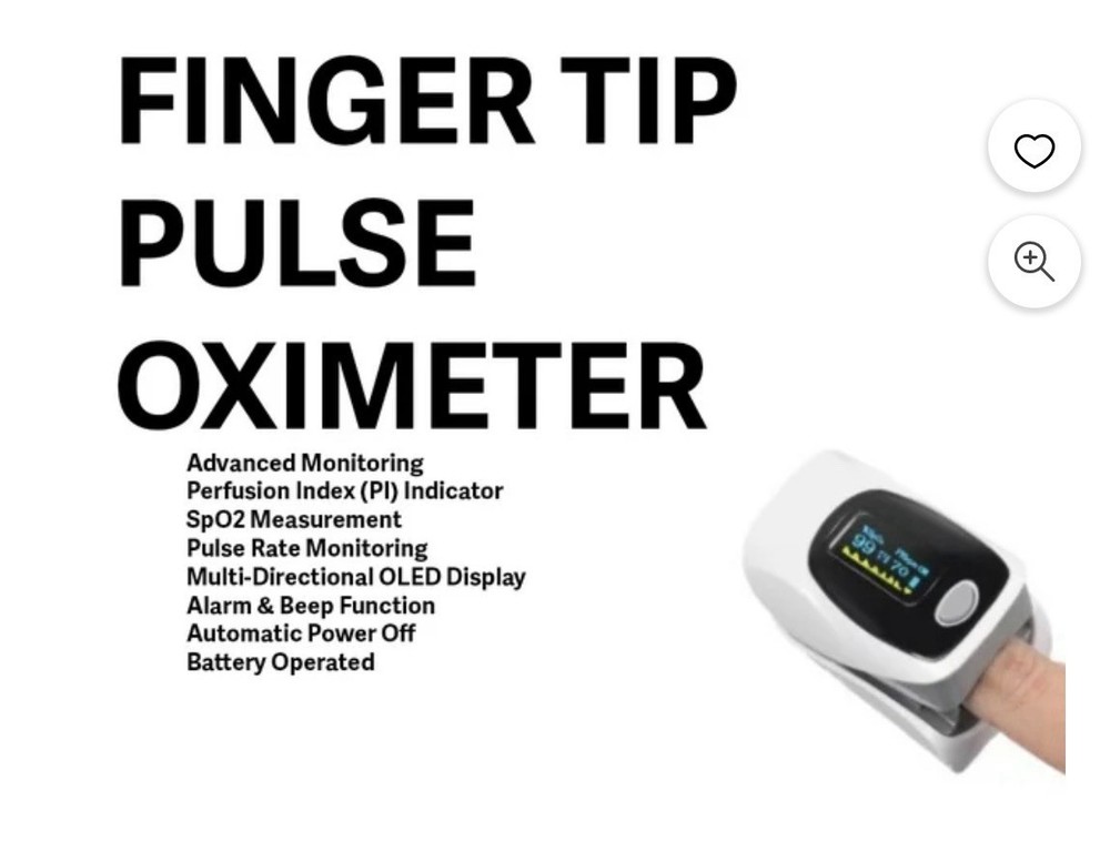 Fingertip Oximeter. Display Model C101A3. Multi-Feature White Black