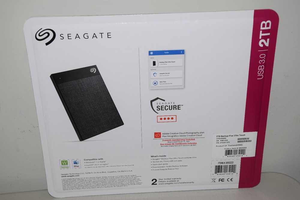 Seagate Backup Plus Ultra Touch Portable HD Drive 2TB /Laptop Tablet PC Computer