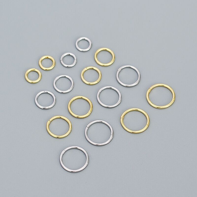 925 Sterling Silver Solid Hinged Segment Hoop Ring Sleeper Lip Nose Ear Piercing