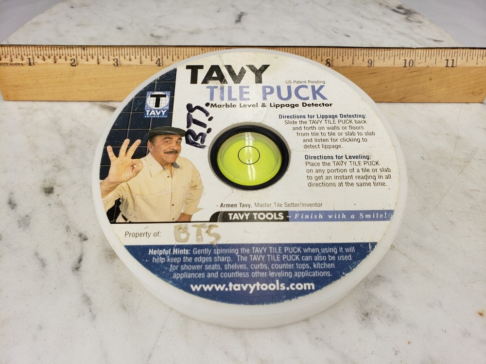 Tavy Two-Sided Tile Puck - Lippage Detector Marble Level Tool - Ceramic Slide