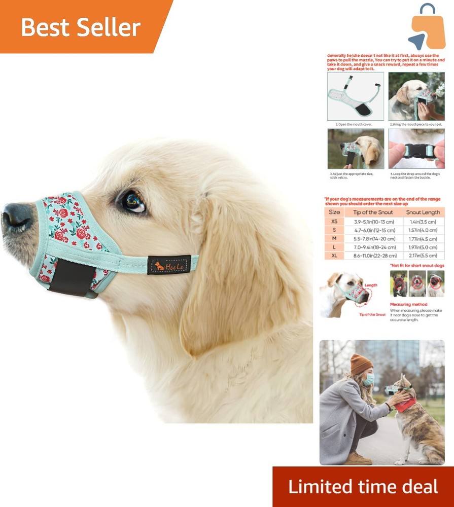 Cyan Flower Adjustable Dog Muzzle - Effective Anti-Biting & Chewing Solution