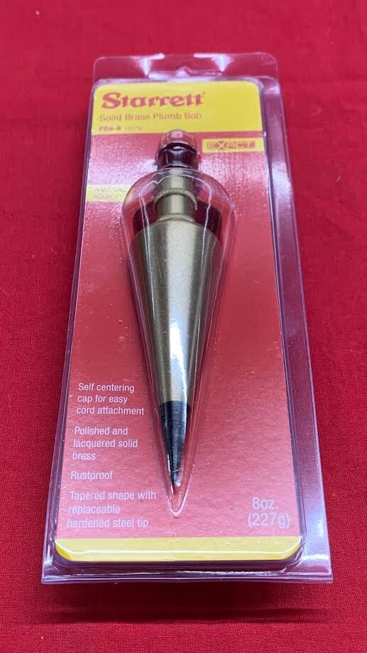 Starrett PBB-8 Plumb Bob Kit, Solid Brass, 8 oz. IN STOCK