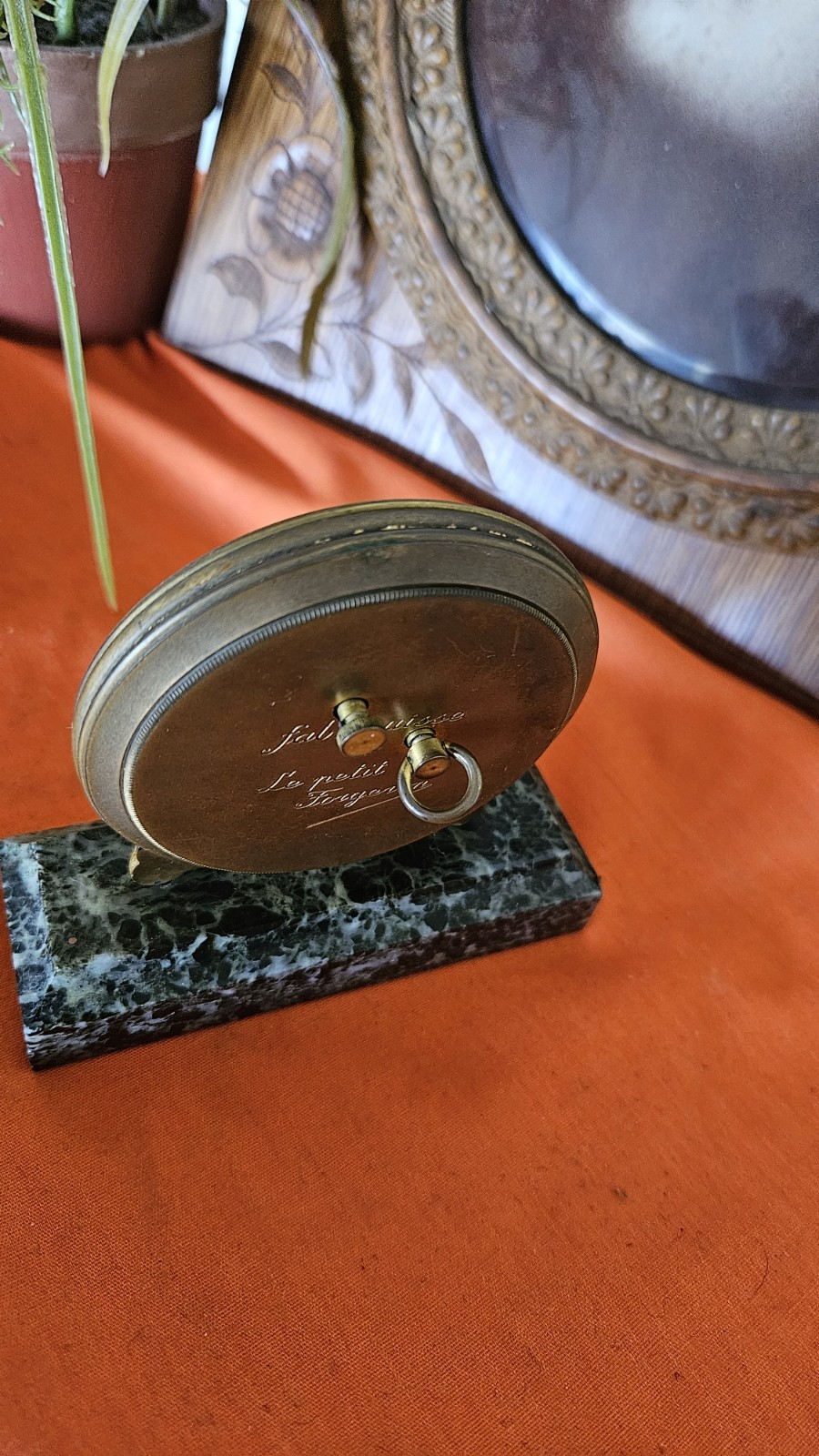 Vintage Swiss Desk Clock Animated Hand Painted, Working, Le Petit Ferguson.