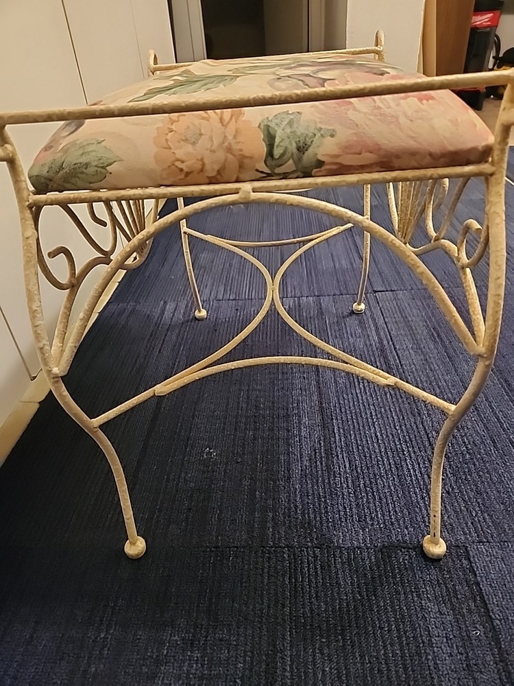 Vintage Wrought Iron Vanity Bench