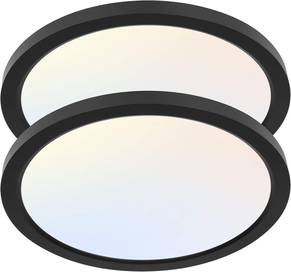 2 Pack 12 Inch Selectable CCT LED Round Flat Panel Light, 24W, 3000K/4000K/5000K