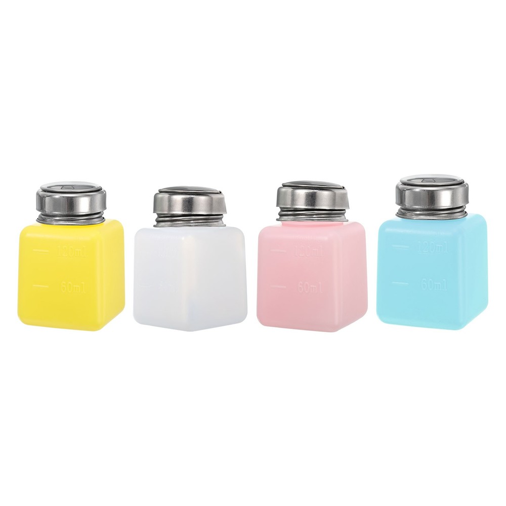 4pcs 4 Oz Alcohol Push Down Pump Dispenser Bottle Press 120ml