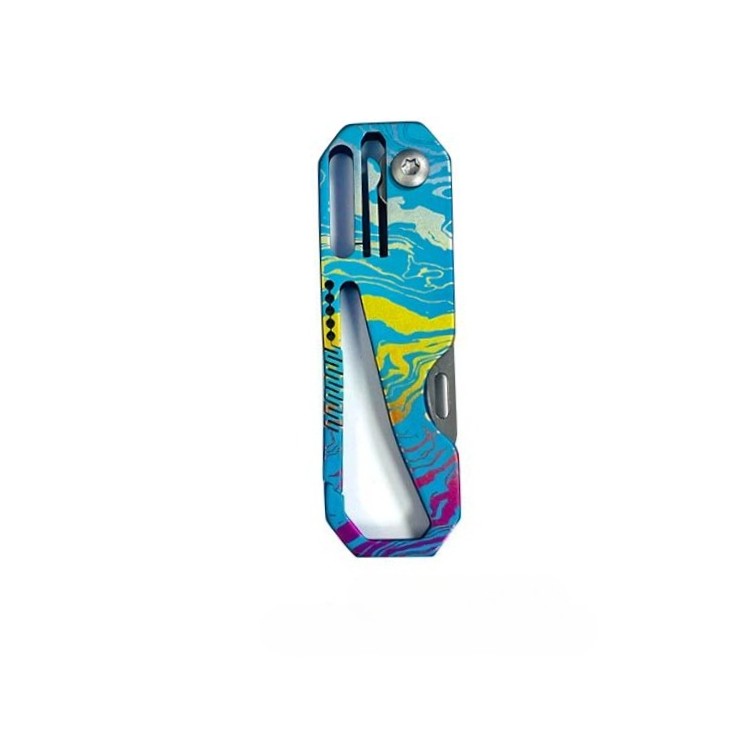 Blue Titanium alloy EDC Tool Keychain Manual folding