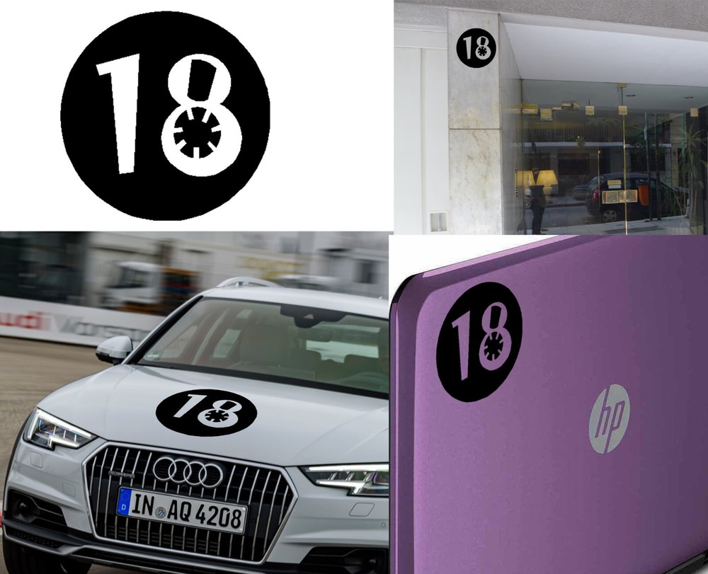 Number 18 Sticker Vinyl Cut, Version v17