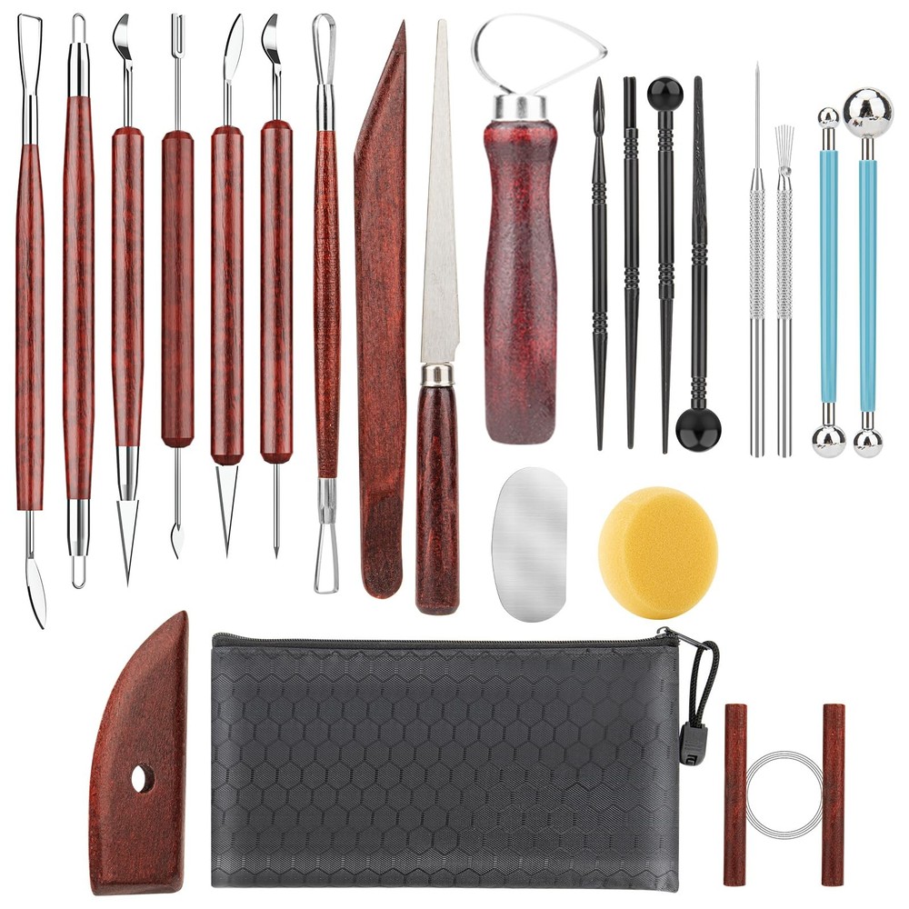 23PCS Clay Sculpting Tools Set Pottery Ceramic Polymer Modeling Kit Supplies