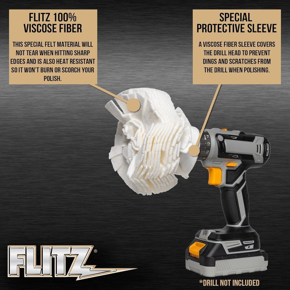 Buff Ball Drill Buffer Polisher Kit Metal Polish Paste All Surfaces 5in