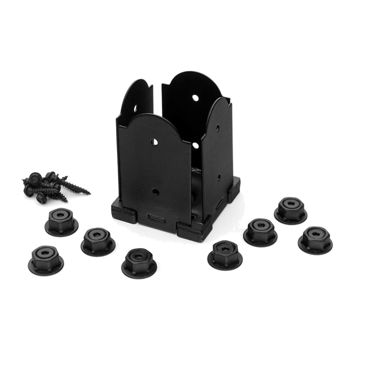 Corrosion-Resistant 4x4 Post Base Kit with Decorative Elements - 21 Pieces